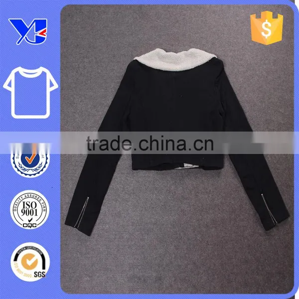 Cover Design Left Pocket Top Fashionable Short Style Outer Fleece Coat photo-2