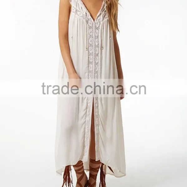 Summer Luxe Lace Boho Cover Up Peasant Women Dresses Western Dresses Names HSd5173 photo-2