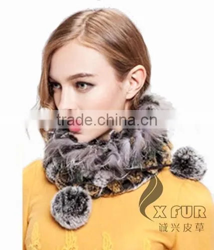 CX-C-68B New Products Wholesale Lady Winter Hat Rex Rabbit Knitted Hat / Snood photo-5