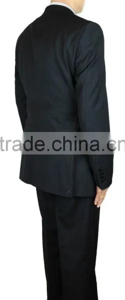 NAAMS MEN'S WOOL 2 BUTTON 2 VENT SLIM FIT SUIT JACKET FLAT FRONT PANT GREY STRIPE photo-2