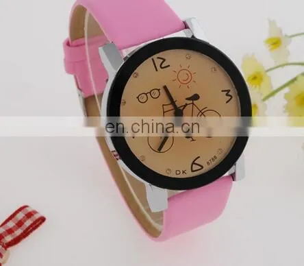 2017 New Women Wristwatch Fashion Casual Watches Cute Cartoon Bike Genuine Leather Watches Women Quartz Watch photo-6