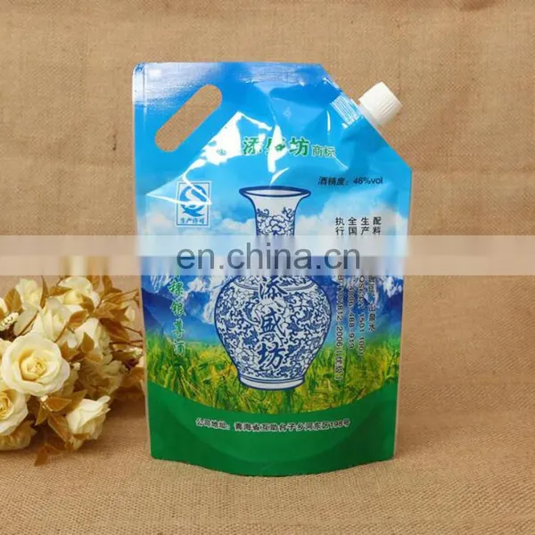 Custom Slaminated Stand up Poucheslaminated Material Stand up Ziplock Reusable Drink Pouch With Spout for Bubble Water Packaging photo-5