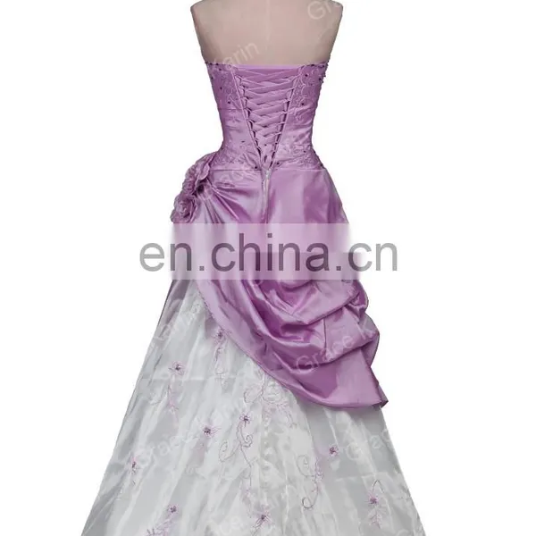 Grace Karin Long Strapless Purple and White Burgundy Quinceanera Dresses Cheap CL2519 photo-3