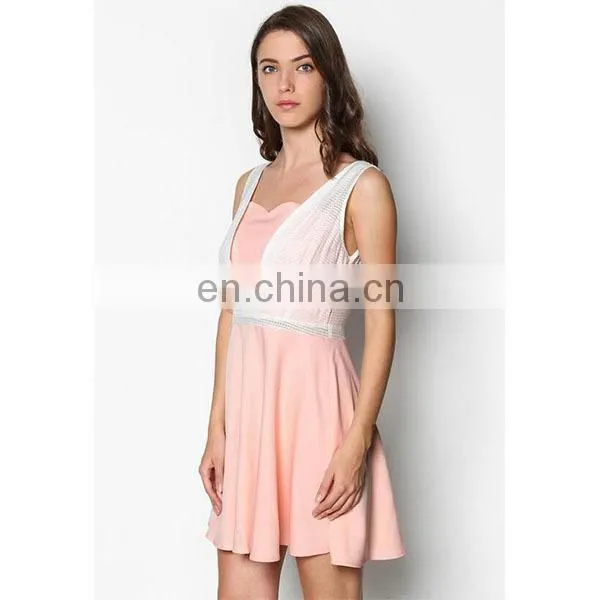 OEM 2016 Women Casual Dress Fashion Sleeveless Layered Lace Dress photo-3