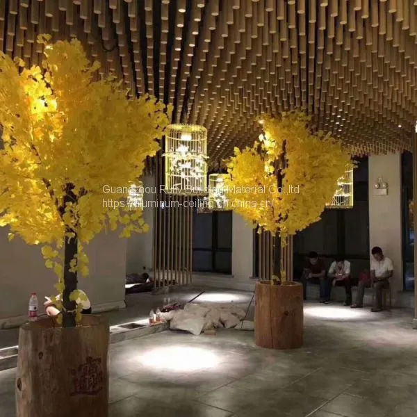Aluminum Tube Ceiling for Hotel/Wooden Grain Aluminum Pipe Ceiling/Customized Metal Ceiling photo-2