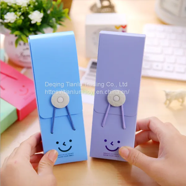 Creative Candy Color Cute Smile Pencil Case Student Study Supplies PP Stationery Case Pencil Case Logo Customization