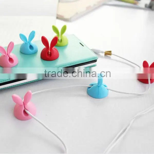 2016 Hot Sale Rabbit Ear Silicon Cable Organizer For Office Computer Winder Management Wire Storage Device USB Holder photo-3