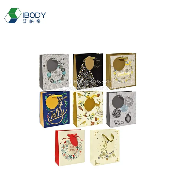 Custom White Cardboard Christmas Bag Printing Luxury Eco-friendly Handle Art Cardboard Gift Shopping Paper Bag photo-2