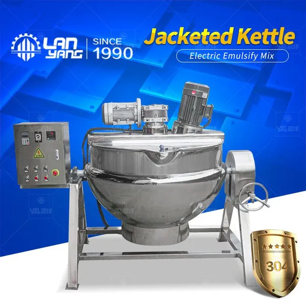 Tilting Electric Heating Jacketed Pot / Fine Sauce Stir Fry Pan /Seasoning Sauce Mixing Mixer/ Stainless Steel Pourable Semicircular Heating p