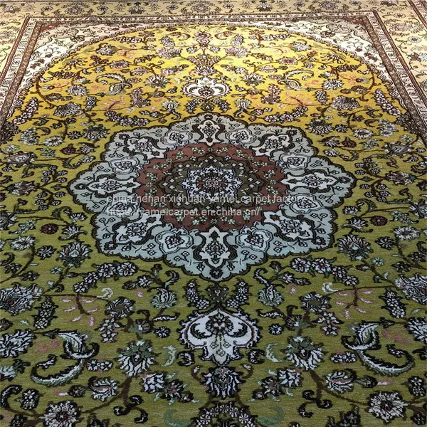 6'x9' Handmade Golden Silk Persian Carpet and Rug for Sitting Room and Bedroom photo-5