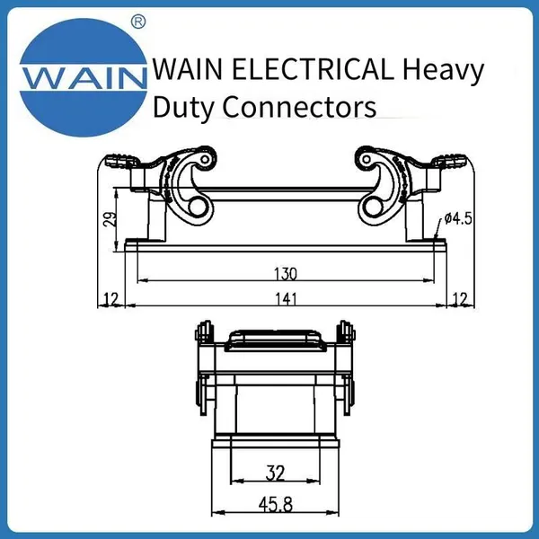 Wain Heavy-duty Connector H24b-bk-2l/sc, Metal 24b Housing Rectangular Connector, Aviation Plug photo-3
