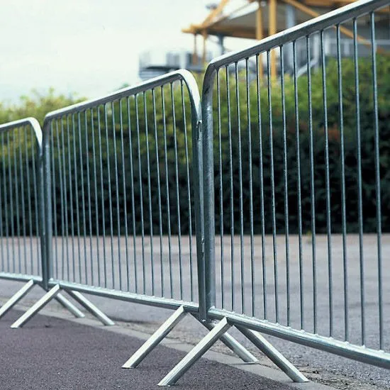 Galvanized steel frame easy-to-assemble crowd control barrier, suitable for temporary fencing at concert stages.