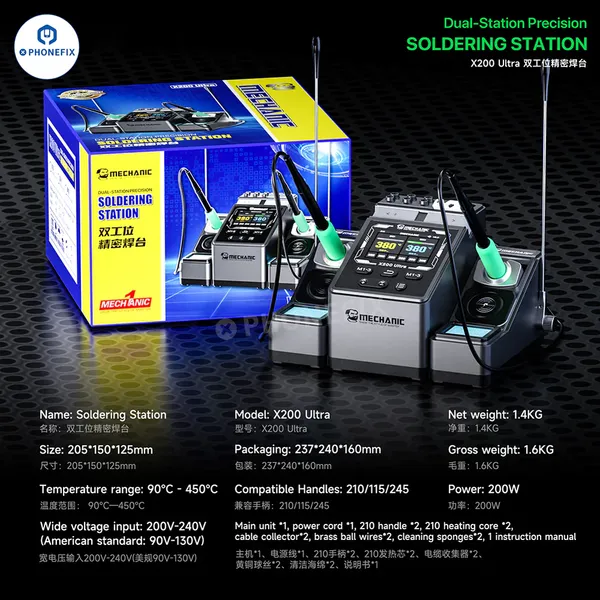 MECHANIC X200 Ultra Dual-Handle Soldering Station for C115/C210/C245 Tips photo-5