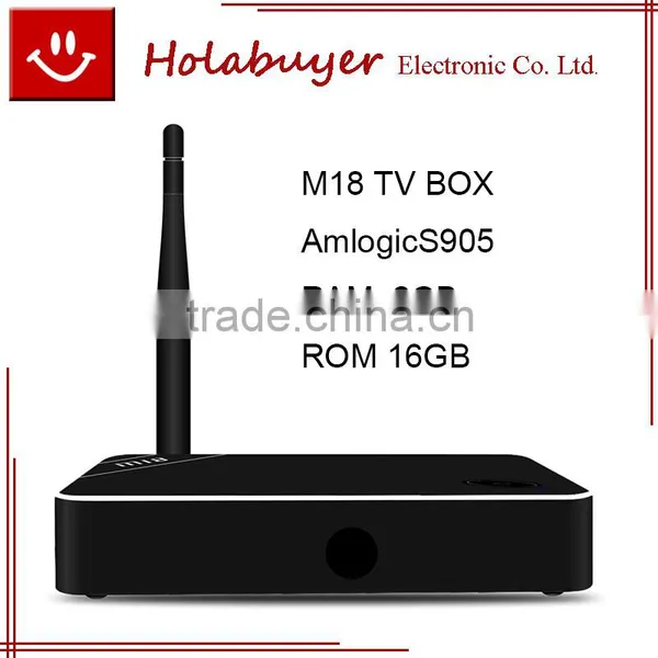 New Design Amlogic S905 Quad Core Android 5.1 Blue Kodi TV Box 2GB RAM 16GB ROM Wifi Bluetooth M18