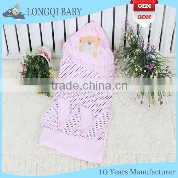 BB-LZ-008 100% Cotton Lace Hooded Baby Swaddle Wrap Blanket With Double Warm-keeping photo-2