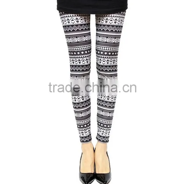 White Black Deer Print Tribal Leggings Wholesale Women Custom Leggings photo-6