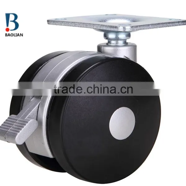 2016 Hot-sale 3-inch Nylon Plastic Plate Black Rivet Twin Swivel Caster Wheels for Suitcase photo-2
