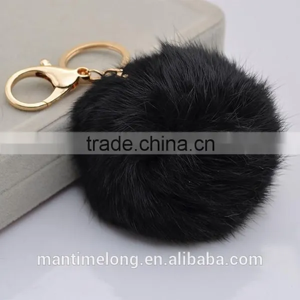 Rabbit Fur Ball Keychain Rabbit Tail Keychain Rabbit Fur Key Chain photo-5