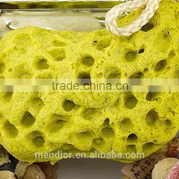 Mendior Fresh Ginger Sponge Yellow Bath Sponge With Rope OEM/Wholesale photo-2