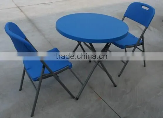 Blue Color Plastic Round Coffee Table photo-2