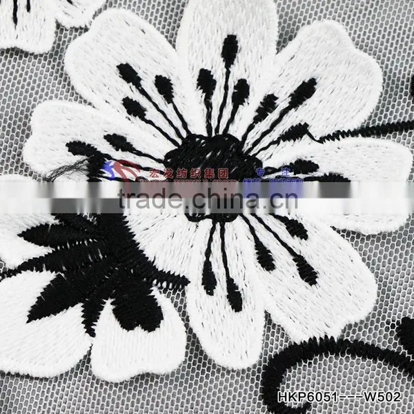 European Popular Solid Butterfuly Embroidered Fabric For Female Long Dress Breathable Mesh Milk Silk Thread Stitching Posy Cloth photo-3