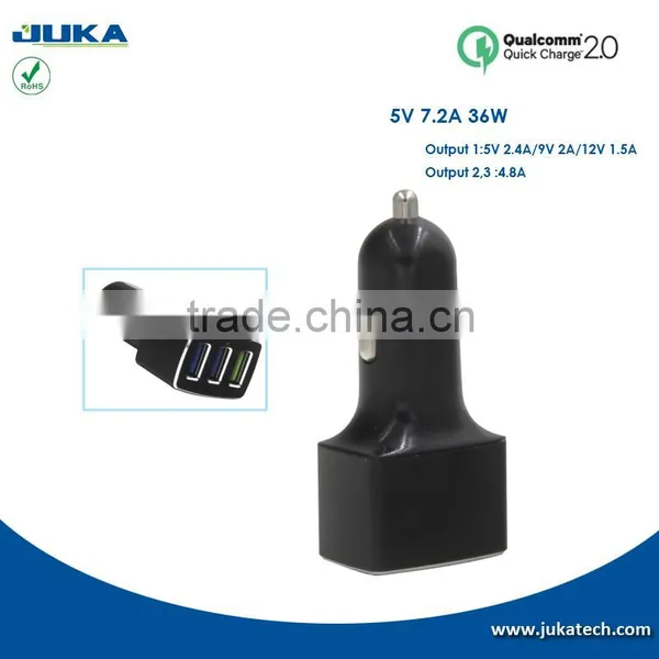 CE FCC Qualcomm Certified Usb Car Charger 5V 7.2A Output for IPhone 6S, IPad Air 2 / Mini 3, Samsung Galaxy S6 photo-5
