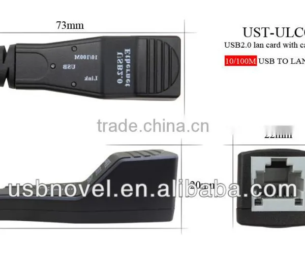 Blak High Speed 480Mbps USB2.0 Lan Card With Cable,with Led Light photo-4