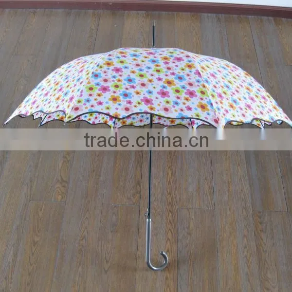 Top Quality Colorful Beautiful Lady's Stick Umbrella, Automatic Straight Umbrella photo-3