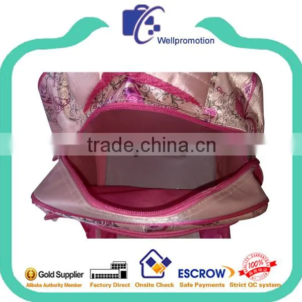 Children Satin Girls School Bag With Trolley photo-4