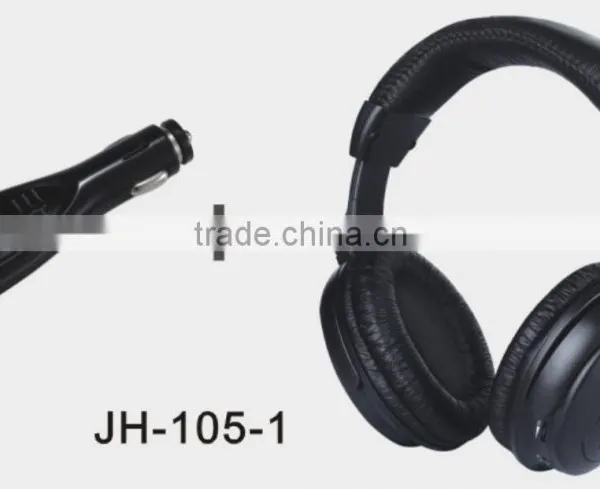 New Hot Selling In-car Wireless Audio System Headphones With FM Transmitter Charger and Mount for Ipad/iphone JH-105-1