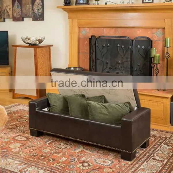 Leather Storage Ottoman