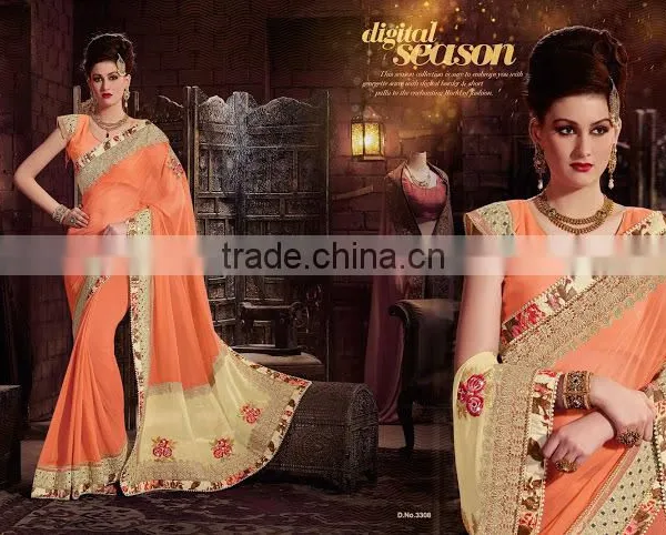 Blue Georgette On Net Designer Lehenga Saree photo-5