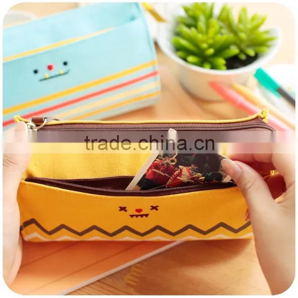 Wholesale Custom Clear Cute Large Zipper Unbranded White Canvas Pencil Case for School photo-3