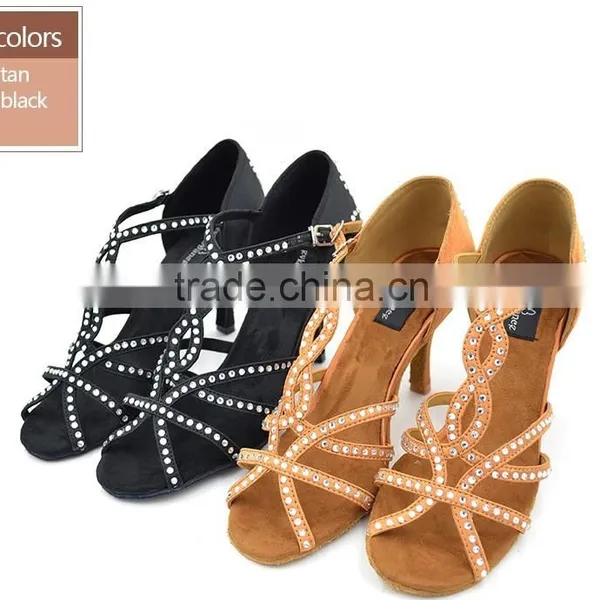Latin Salsa Dancing High Heel 8cm 10cm Heel Diamond Ballroom Dance Shoes