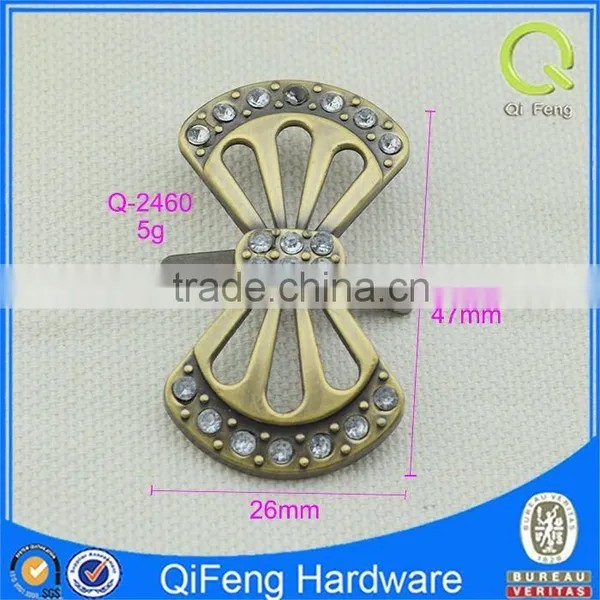 Q-2460 Rectangle Metal Logo Tag Rhinestone Fashion Bownot Shape Design photo-2