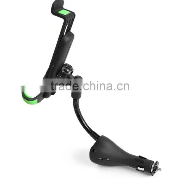 Universal Dual USB Ports Car Charger Phone Mount Holder With Cigarette Lighter Charger DC Port photo-5