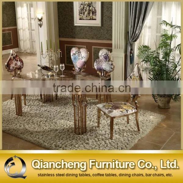 Rose Golden Stainless Steel Dining Table With Crystal Decoration photo-5