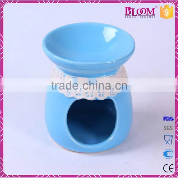 White Lace Decoration Ceramic Wax Burner for Home photo-3
