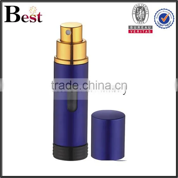 Wholesale Cosmetic 5ml Aluminum Screen Printing Luxury Perfume Bottle Small Porket Spray Blue Bottle Perfume Best Selling photo-2
