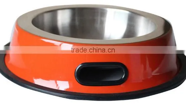 Hot Sell Dog Bowl With Side Grip Handle Rubber Ring Metal Stainless Steel Eating Surface Animal Pet Feeder/waterer photo-2