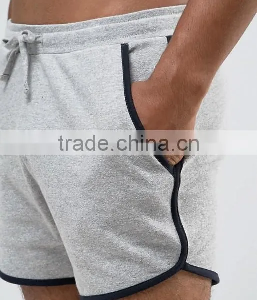 High Quality New Design Custom Drawstring Waistband Super Short 100% Cotton Jersey Fabric Grey Men's Board Sporting Shorts photo-3