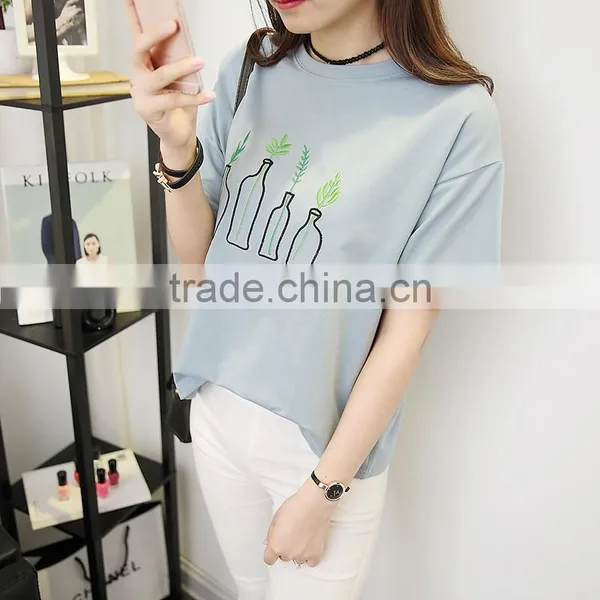 Embroidered T-shirt Women's 100% T-shirt Wholesale From China photo-3