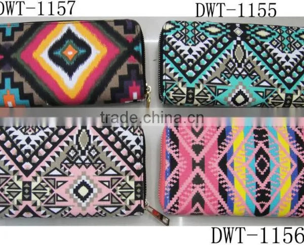 Fashion Nice Stylish Lady Zipper Around Geometrical Cotton Wallet photo-2