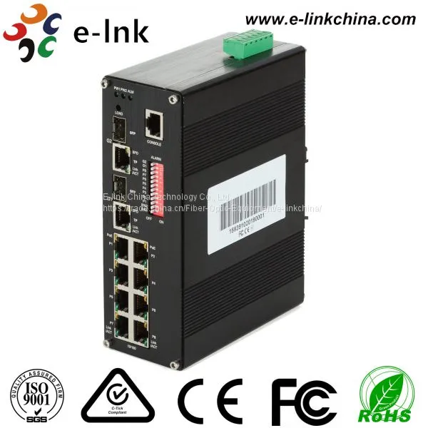 Hardened Managed 8-port 10/100Base-TX (PoE) + 2-port 10/100/1000Base-TX/SFP+1 Console Combo Ethernet Switch photo-3