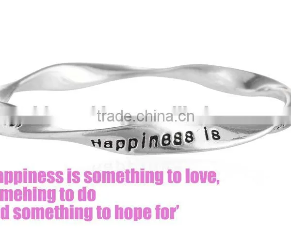 Fashion Rhinestone Moon Charm Bangle Happiness Saying Custom Engraved Bangles Family Love Twist Bangle photo-6