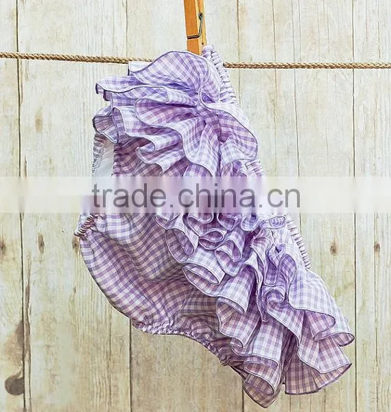 New Design Kids Boutique Clothing Baby Cotton Diaper Cover Bloomers Baby Girl Soft Gingham Underwear Ruffle Shorts photo-4