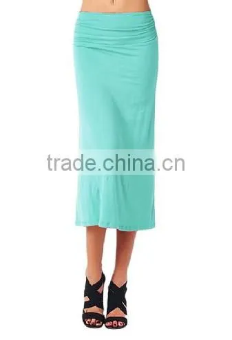 Hot Sales Women's High Stretch High Waisted Rayon Span Mid-Calf Maxi Skirt photo-6