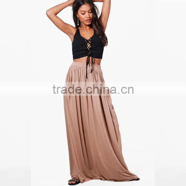 Drapey Hippie Boho Style Casual Women's Maxi Skirt With Pockets photo-5