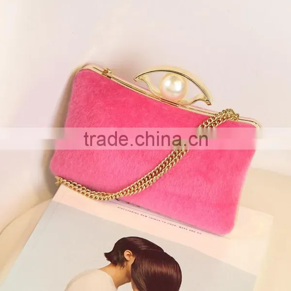 Nice Fashion Washing Fur Effect PU Leather Fur Ladies Handbag photo-4