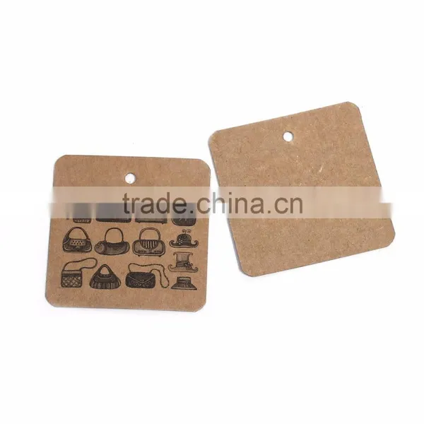 Paper Label Tags Square Brown Handbag Pattern 5cm(2") x 5cm(2"), 1 Piece photo-3